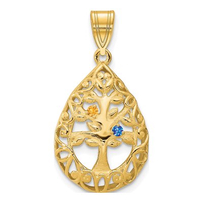 Gold-Plated Sterling Silver Tree of Life Birthstone Pendant