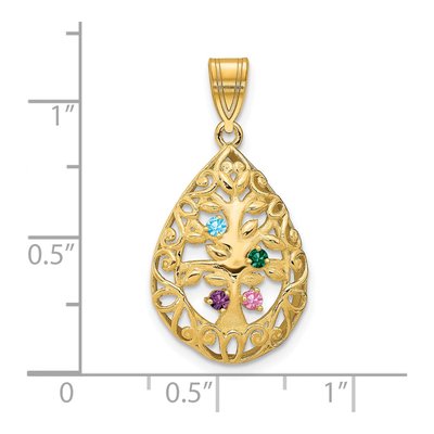 Gold-Plated Sterling Silver Tree of Life 4-Birthstone Pendant – view 3