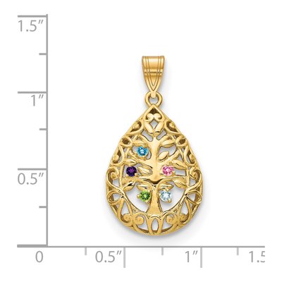 Gold-Plated Sterling Silver Personalized Tree of Life 5-Stone Pendant – view 4