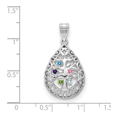 Sterling Silver Tree of Life 5-Stone Family Pendant – view 4