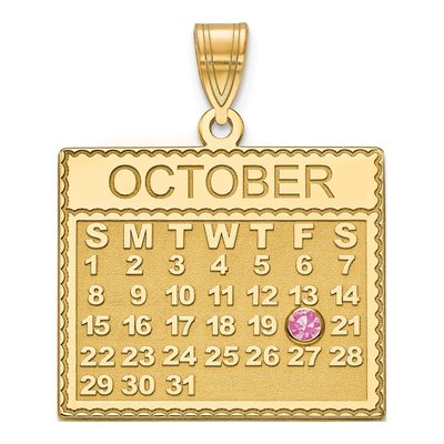 Gold-Plated Sterling Silver Calendar Pendant