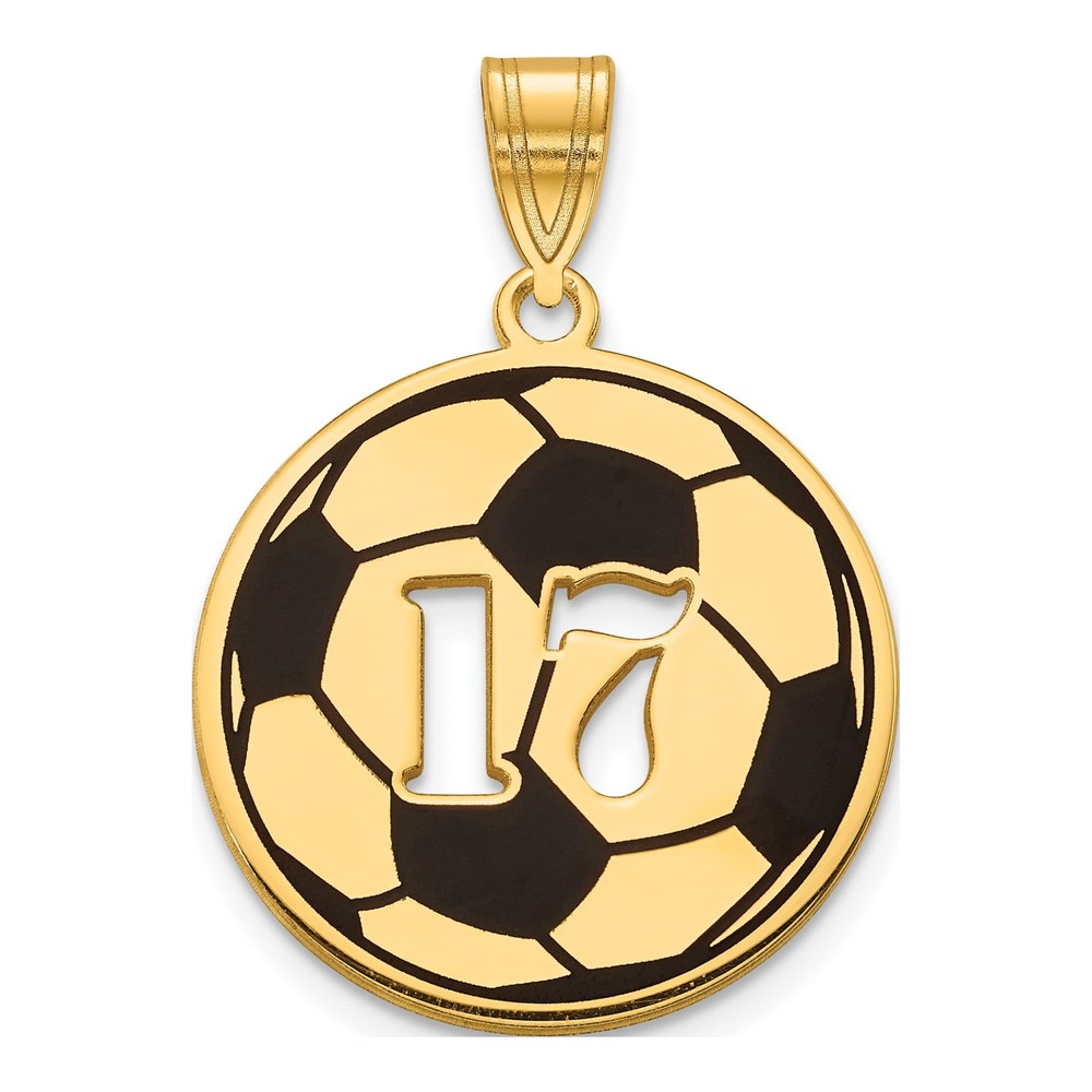 Gold-Plated Sterling Silver Personalized Soccer Ball Number Pendant