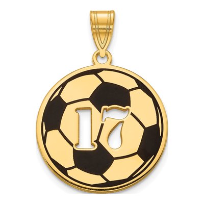 Gold-Plated Sterling Silver Personalized Soccer Ball Number Pendant