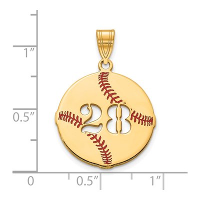 Gold-Plated Sterling Silver Personalized Baseball Number Pendant – view 2