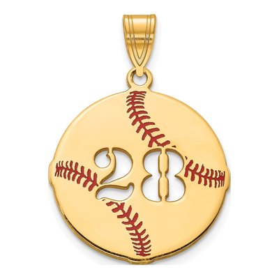 Gold-Plated Sterling Silver Personalized Baseball Number Pendant