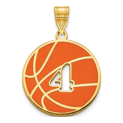 Gold-Plated Sterling Silver Personalized Basketball Number Pendant