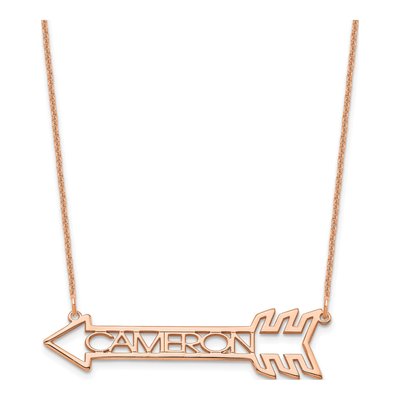 14K Rose Gold Personalized Arrow Name Necklace