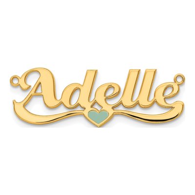 Gold-Plated Sterling Silver Personalized Heart Name Plate Pendant