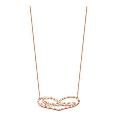 14K Rose Gold Personalized Heart Name Necklace – view 2