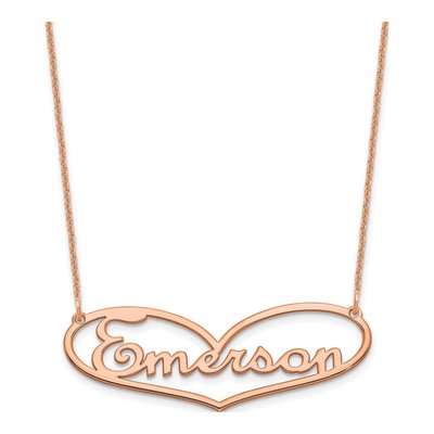 14K Rose Gold Personalized Heart Name Necklace