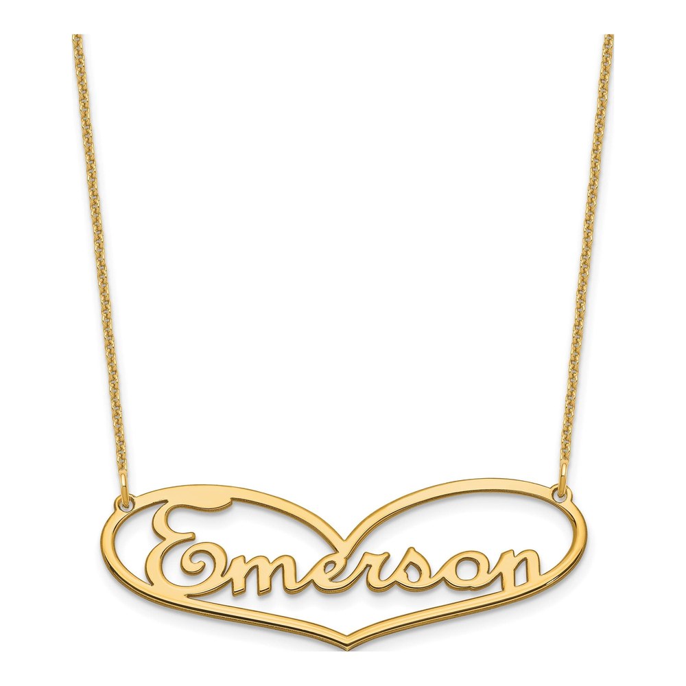 14K Yellow Gold Personalized Heart Name Necklace