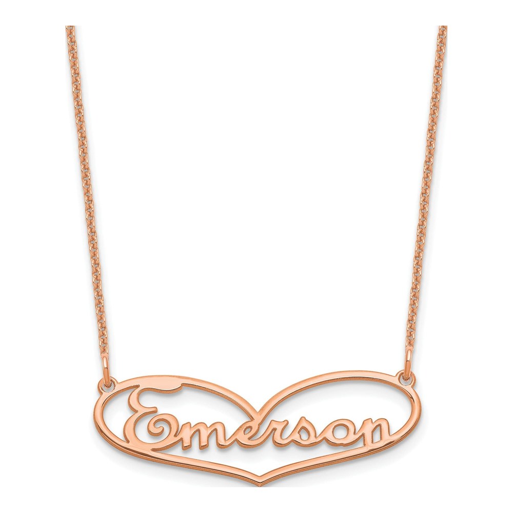 14K Rose Gold Small Heart Name Necklace