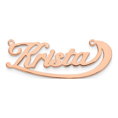 14K Rose Gold Under Swoop Judith Font Name Plate Pendant