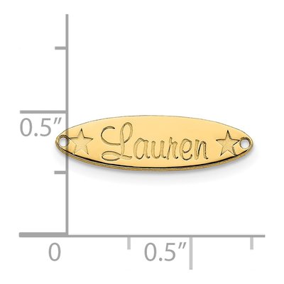14K Yellow Gold Small Oval Star Name Plate Pendant – view 2