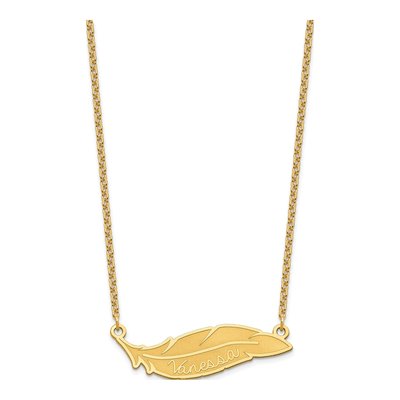 Gold-Plated Sterling Silver Personalized Feather Name Necklace – view 2