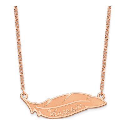 Rose Gold-Plated Sterling Silver Personalized Feather Necklace