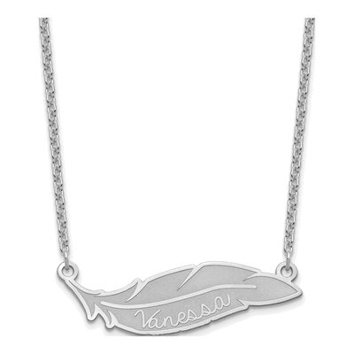 Sterling Silver Personalized Feather Necklace