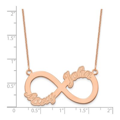 14K Rose Gold Personalized 2-Name Infinity Necklace – view 3