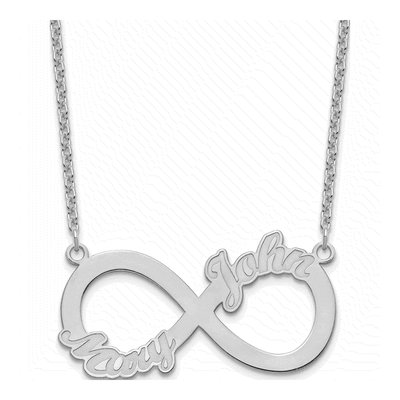 Sterling Silver Personalized 2-Name Infinity Necklace