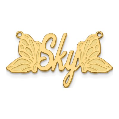 Gold-Plated Sterling Silver Personalized Butterfly Name Plate Pendant – view 2