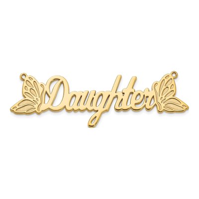 Gold-Plated Sterling Silver Personalized Butterfly Name Plate Pendant – view 4