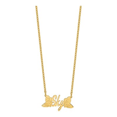 Gold-Plated Sterling Silver Personalized Butterfly Name Plate Pendant – view 6