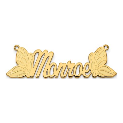 Gold-Plated Sterling Silver Personalized Butterfly Name Plate Pendant