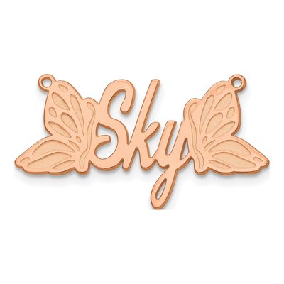 14K Rose Gold Personalized Butterfly Name Plate Pendant – view 2