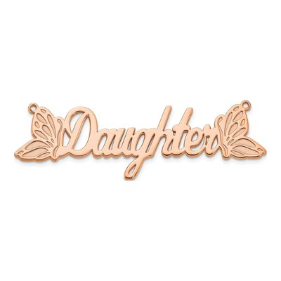 14K Rose Gold Personalized Butterfly Name Plate Pendant – view 3