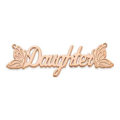 14K Rose Gold Personalized Butterfly Name Plate Pendant – view 4