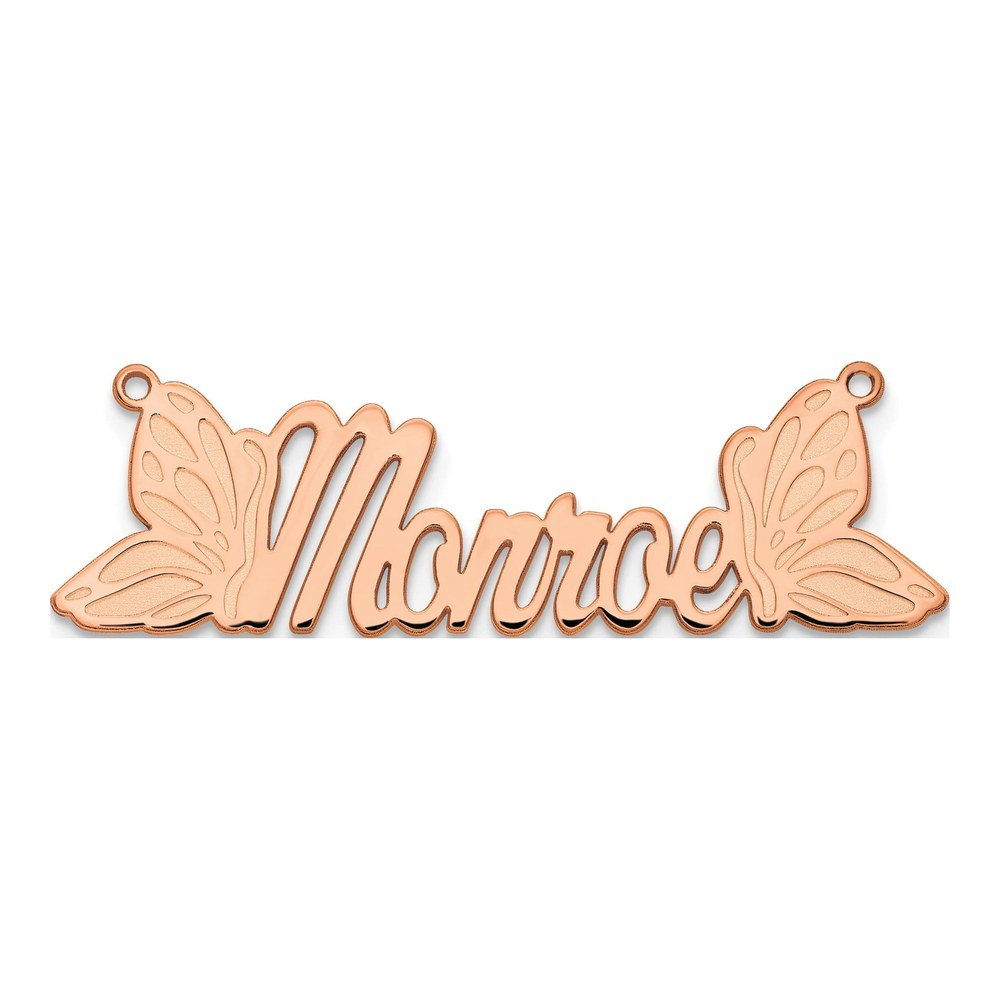 14K Rose Gold Personalized Butterfly Name Plate Pendant