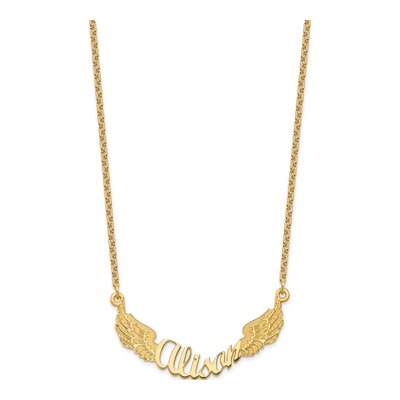 Gold-Plated Sterling Silver Personalized Angel Wings Name Necklace – view 2