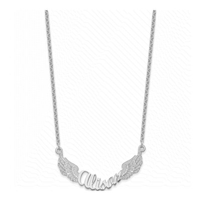 Sterling Silver Personalized Angel Wings Name Necklace – view 2