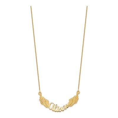 14K Yellow Gold Personalized Angel Wings Necklace – view 2