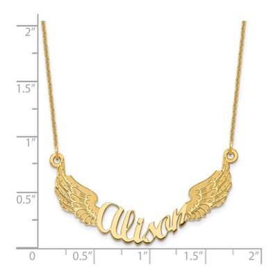 14K Yellow Gold Personalized Angel Wings Necklace – view 3