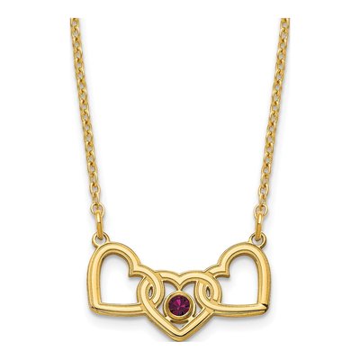 Gold-Plated Sterling Silver 3-Hearts Birthstone Necklace – view 2