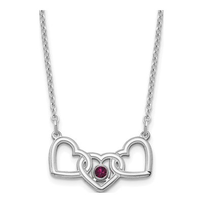 Sterling Silver 3-Hearts Birthstone Necklace – view 2