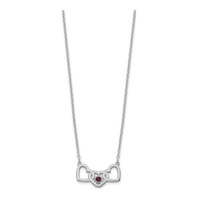 Sterling Silver 3-Hearts Birthstone Necklace – view 3