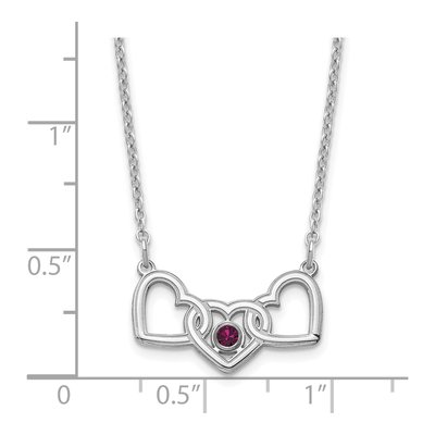 Sterling Silver 3-Hearts Birthstone Necklace – view 4