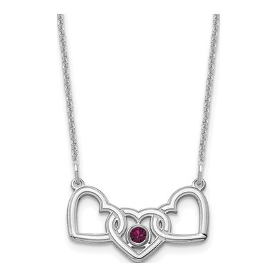 14K White Gold 3-Hearts Birthstone Necklace – view 2