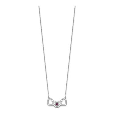14K White Gold 3-Hearts Birthstone Necklace – view 3