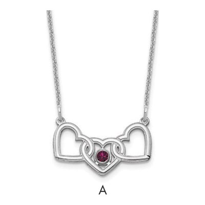 14K White Gold 3-Hearts Birthstone Necklace – view 4