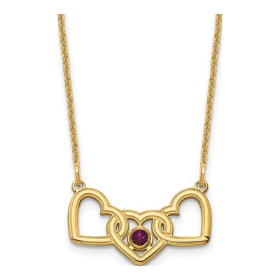 14K Yellow Gold 3-Hearts Birthstone Necklace – view 2