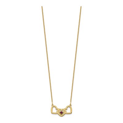 14K Yellow Gold 3-Hearts Birthstone Necklace – view 3