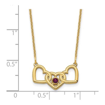 14K Yellow Gold 3-Hearts Birthstone Necklace – view 4