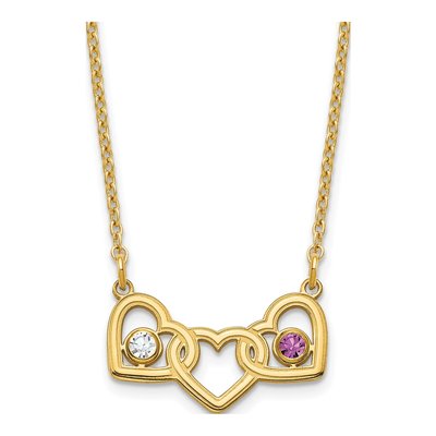 Gold-Plated Sterling Silver 3-Hearts Birthstone Necklace – view 2