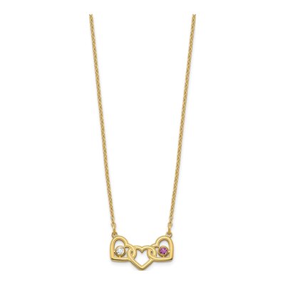 Gold-Plated Sterling Silver 3-Hearts Birthstone Necklace – view 3