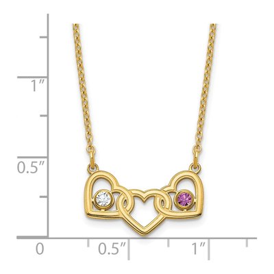 Gold-Plated Sterling Silver 3-Hearts Birthstone Necklace – view 4