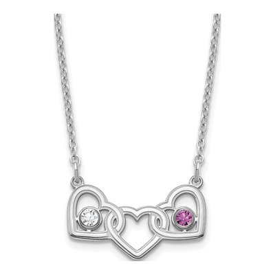 Sterling Silver 3-Hearts Birthstone Necklace – view 2