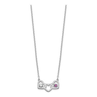 Sterling Silver 3-Hearts Birthstone Necklace – view 3